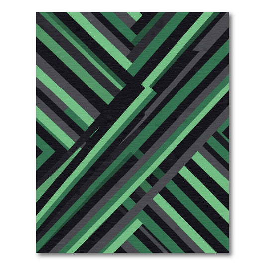 Modern Emerald Slate Diagonal Stripe Rug