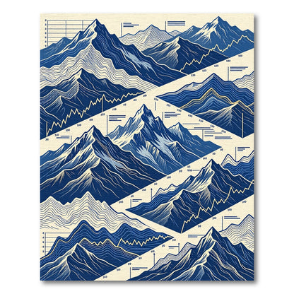 Abstract Blue Mountain Peak Chart Rug