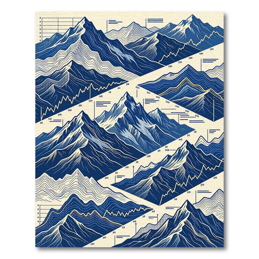 Abstract Blue Mountain Peak Chart Rug