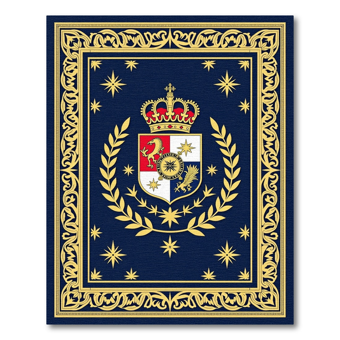 Royal Blue Gold Crested Starry Rug