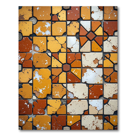 Rustic Terracotta Cracked Mosaic Rug