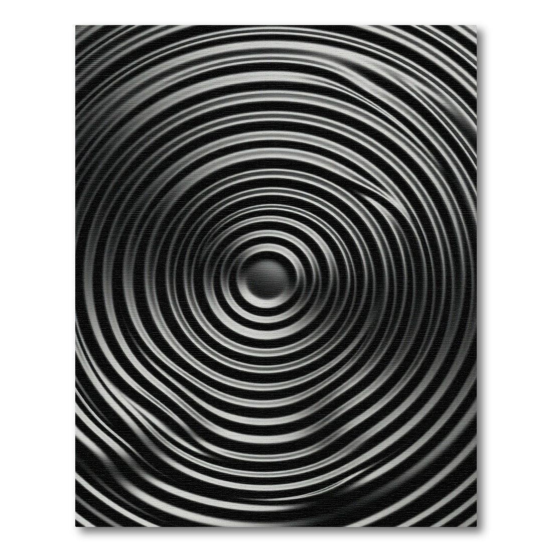 Rippled Black Silver Concentric Circles Rug