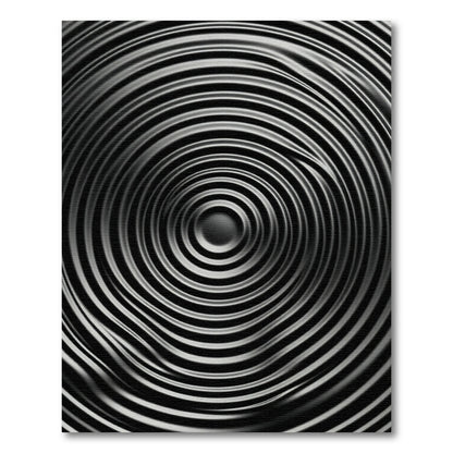 Rippled Black Silver Concentric Circles Rug