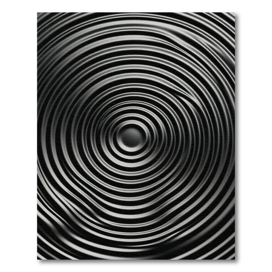 Rippled Black Silver Concentric Circles Rug