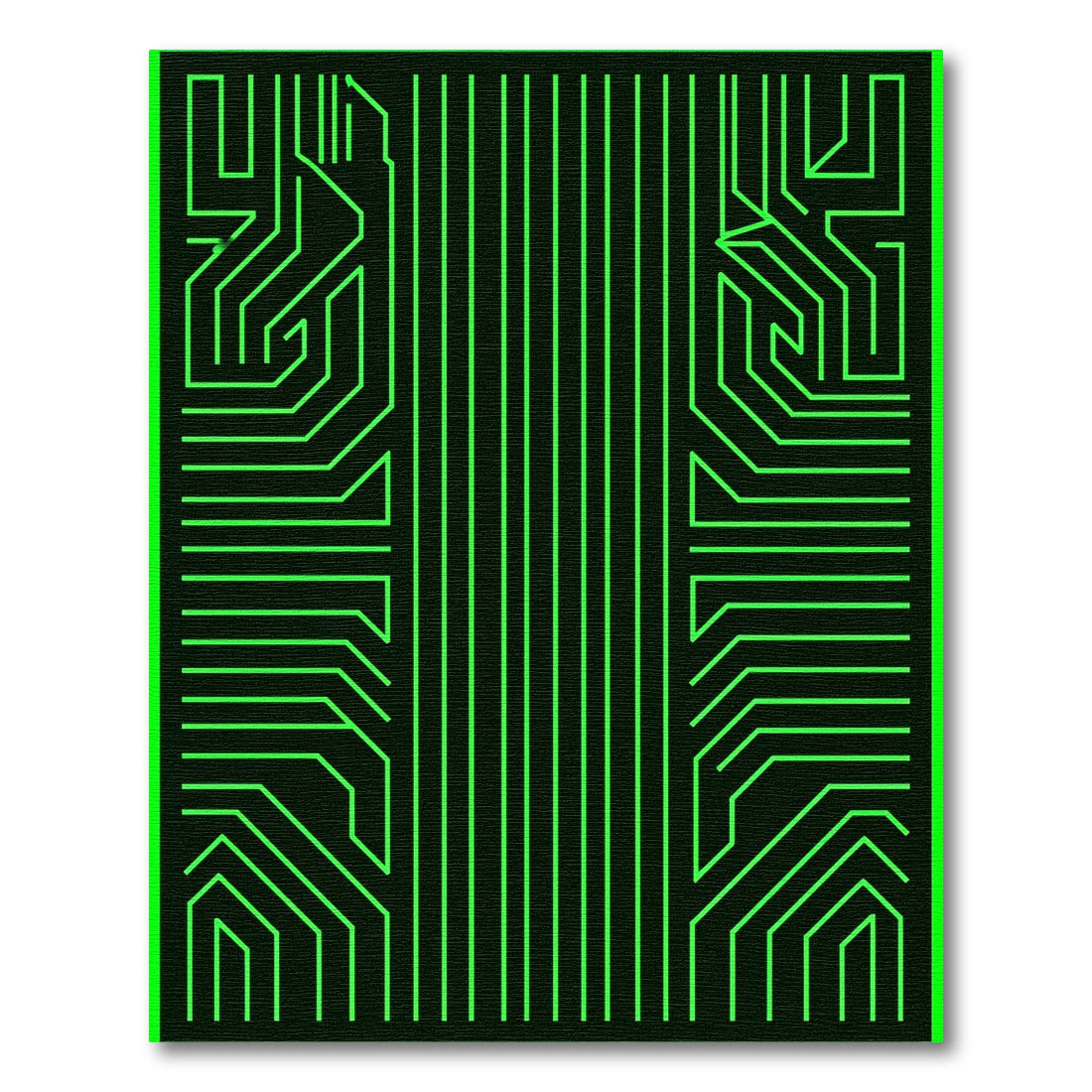Neon Green Circuit Board Lines Rug