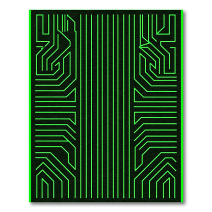 Neon Green Circuit Board Lines Rug