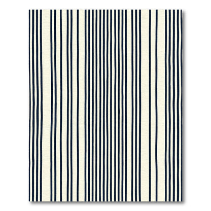 Hand Drawn Navy Cream Stripe Rug