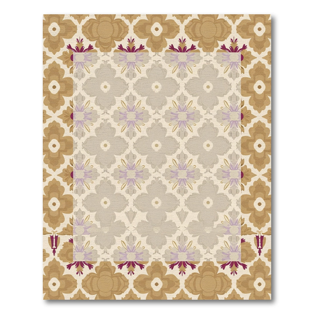 Gold Plum Medallion Floral Rug