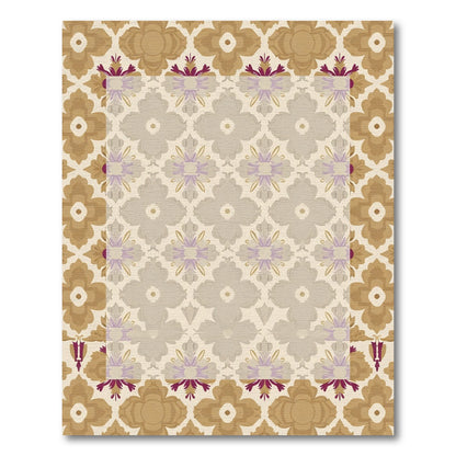 Gold Plum Medallion Floral Rug