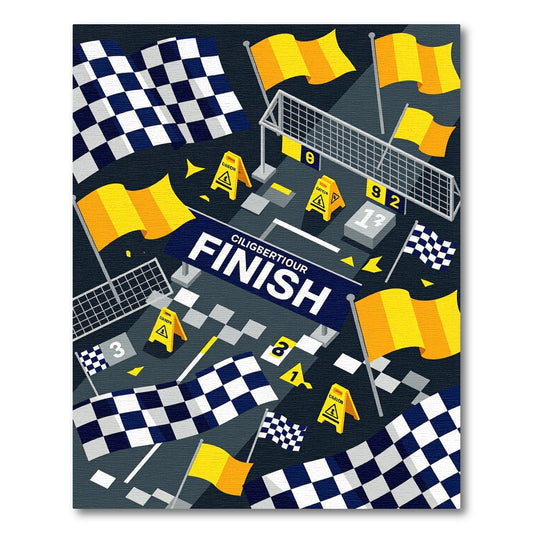 Dynamic Checkered Flag Motorsport Art Decor Rug