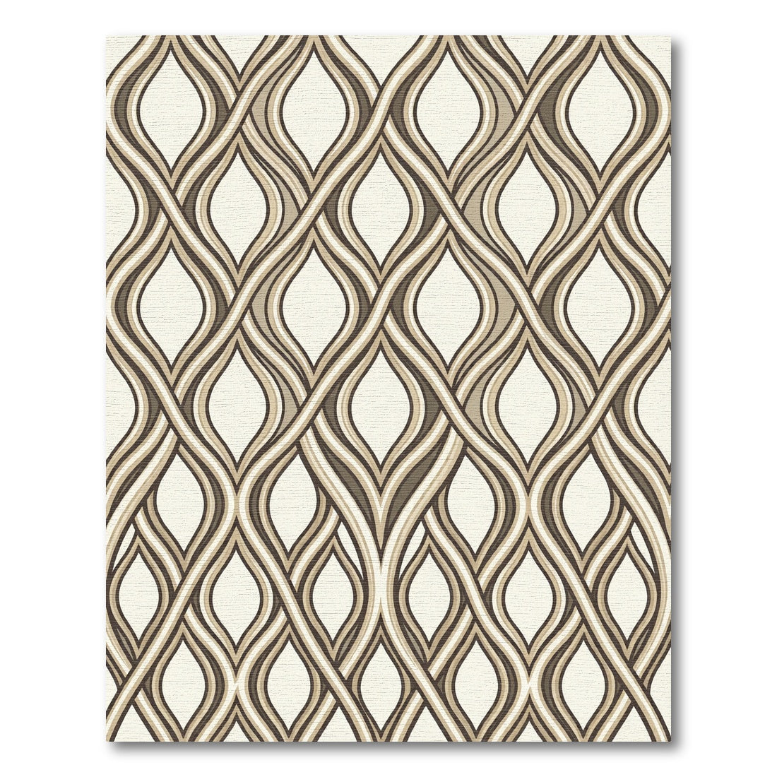 Modern Brown Neutral Interlocking Wave Rug