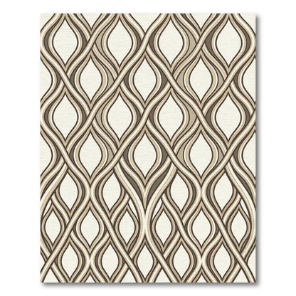 Modern Brown Neutral Interlocking Wave Rug