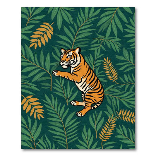 Bold Tiger Jungle Foliage Rug