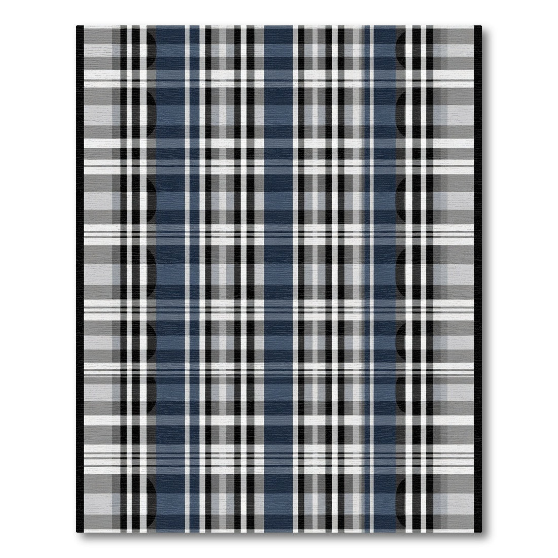 Navajo Blue Plaid Grid Rug