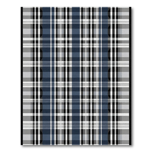 Navajo Blue Plaid Grid Rug