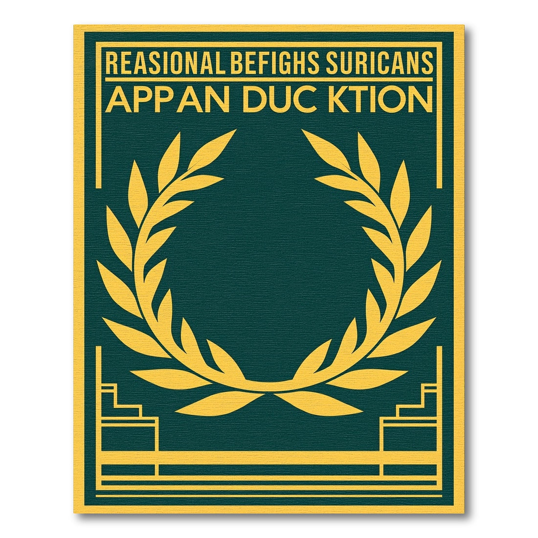 Golden Laurel Wreath Dark Teal Rug