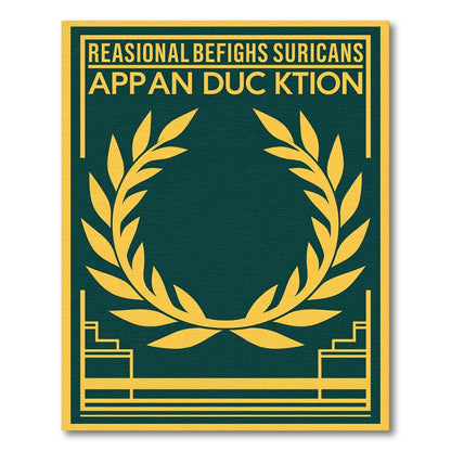 Golden Laurel Wreath Dark Teal Rug