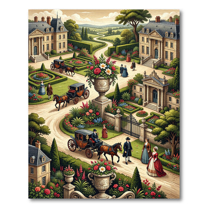 Regency Estate Garden Floral Scenery Rug