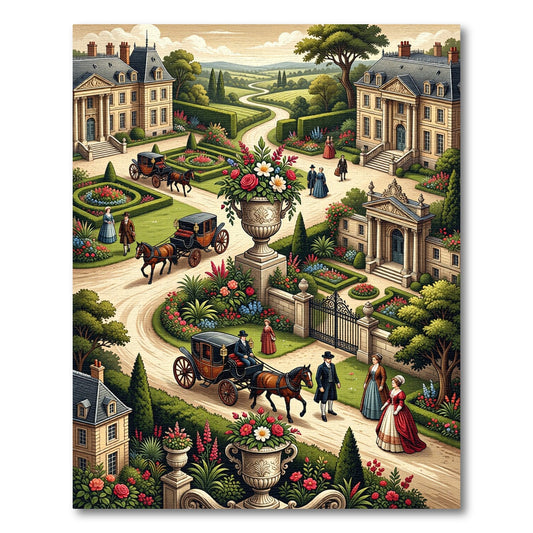 Regency Estate Garden Floral Scenery Rug
