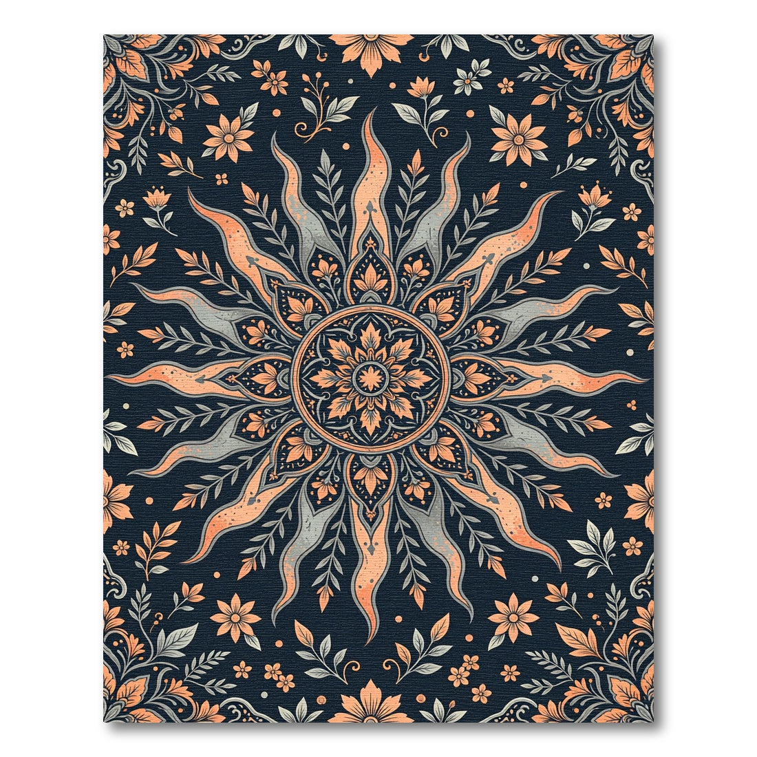 Sunset Orange Sun Mandala Rug