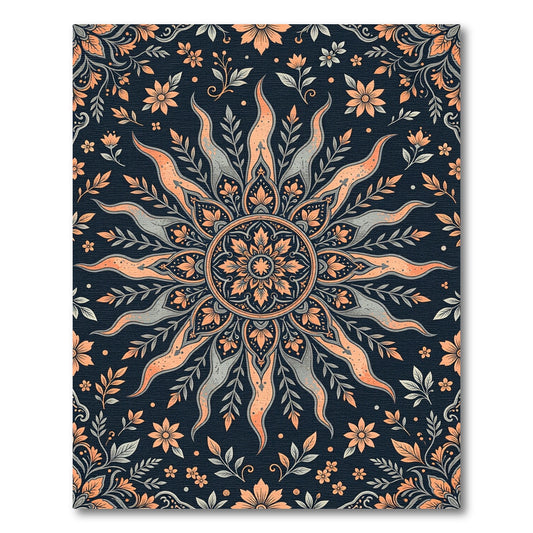 Sunset Orange Sun Mandala Rug