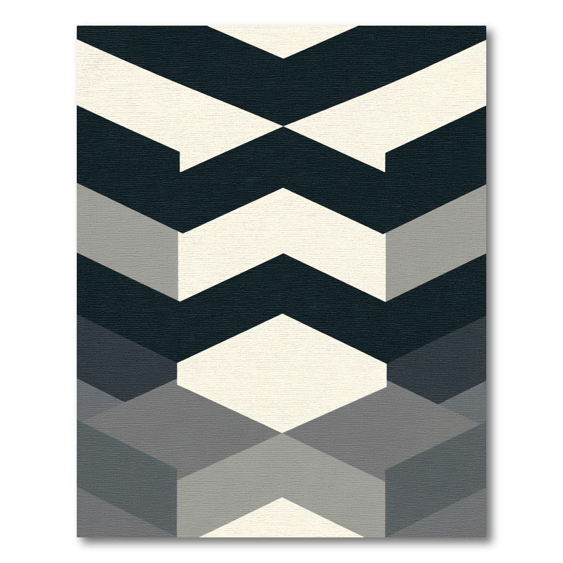 Modern Geometric Chevron Cream Navy Rug