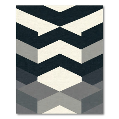 Modern Geometric Chevron Cream Navy Rug