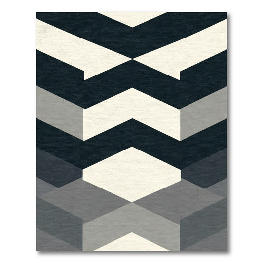 Modern Geometric Chevron Cream Navy Rug