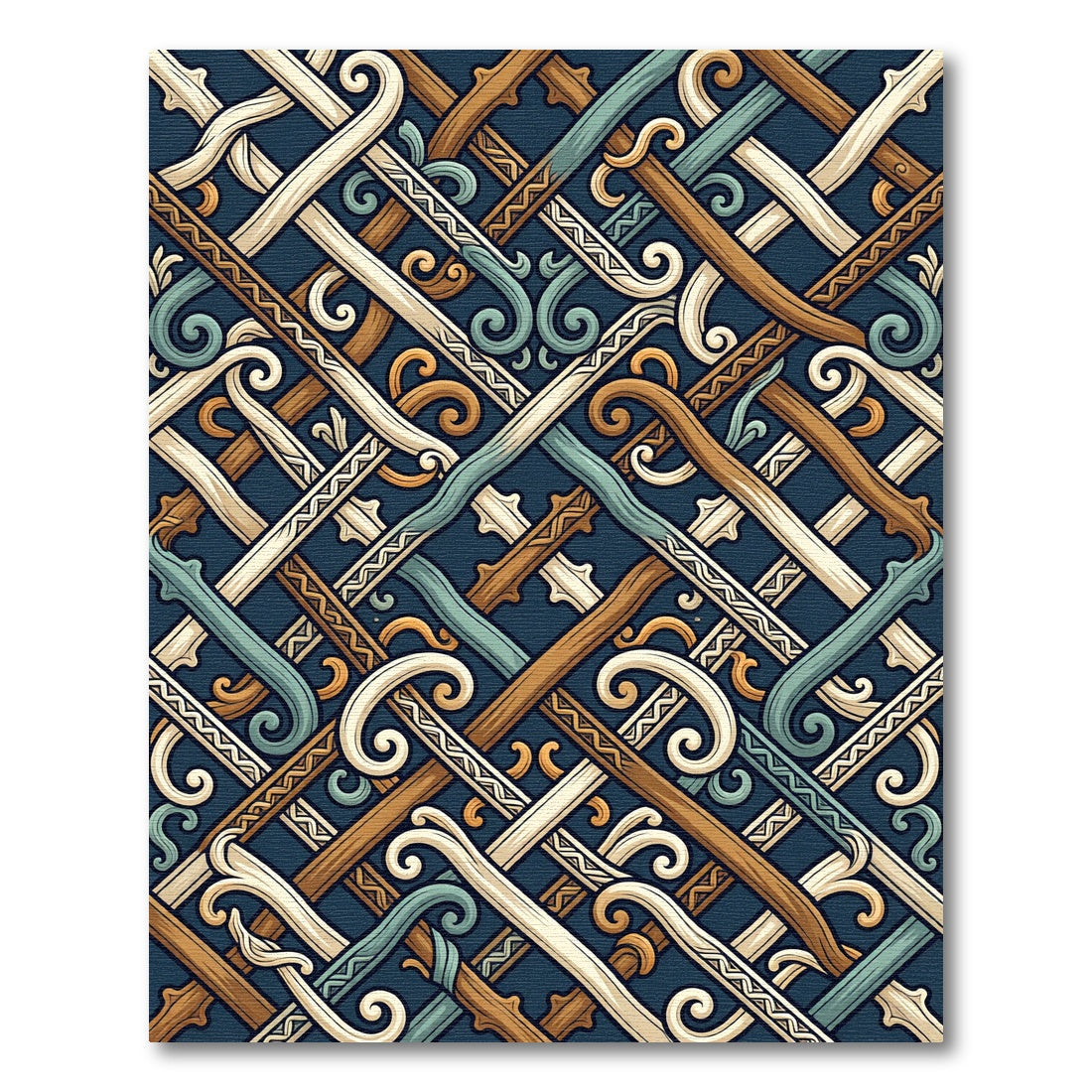 Rich Earthy Intertwined Lattice Rug