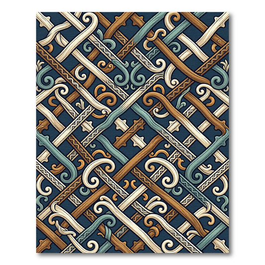 Rich Earthy Intertwined Lattice Rug