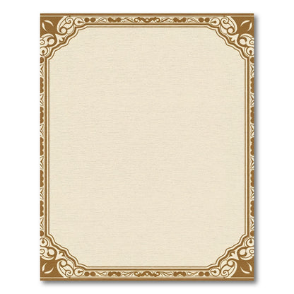 Ornate Gold Scrollwork Border Rug