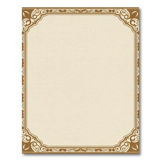 Ornate Gold Scrollwork Border Rug