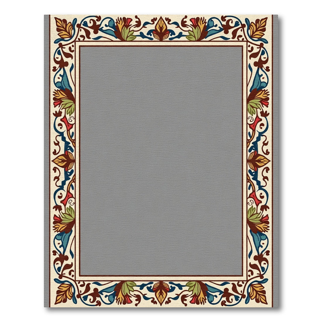 Rich Floral Vine Border Cream Rug