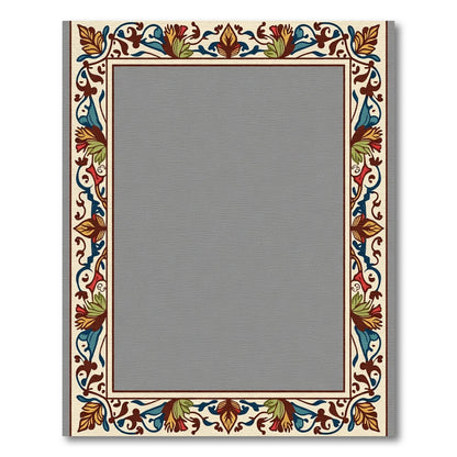 Rich Floral Vine Border Cream Rug