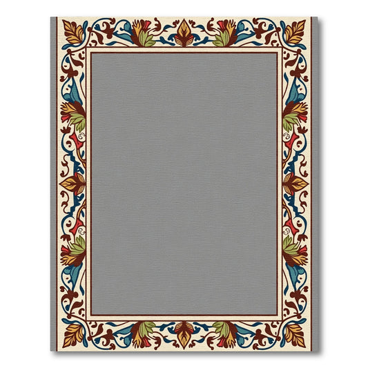 Rich Floral Vine Border Cream Rug