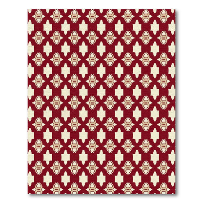 Deep Red Intricate Geometric Motif Rug