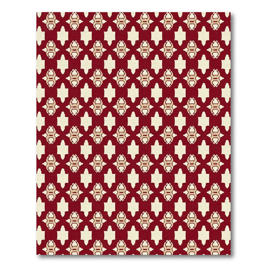 Deep Red Intricate Geometric Motif Rug