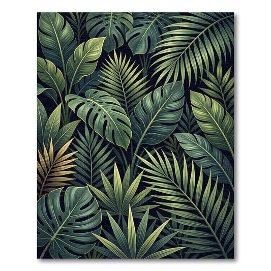 Deep Green Tropical Leaf Jungle Rug