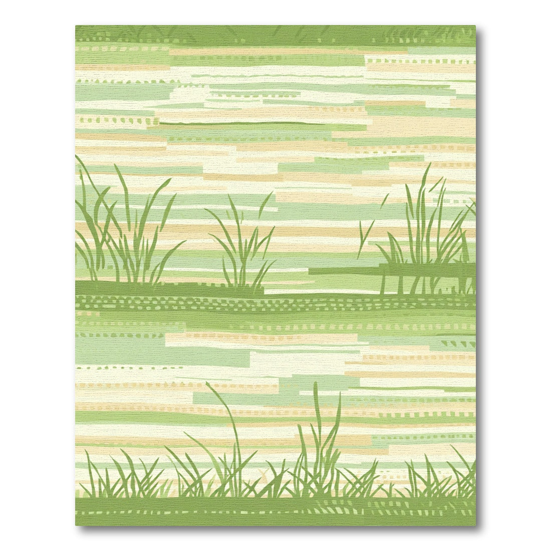 Pastoral Green Grass Field Stripes Rug