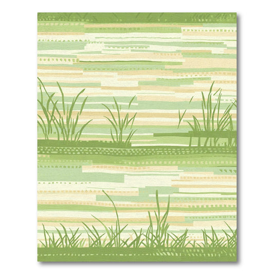 Pastoral Green Grass Field Stripes Rug
