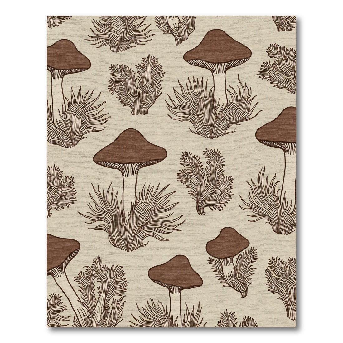 Brown Mushroom and Fern Forest Rug