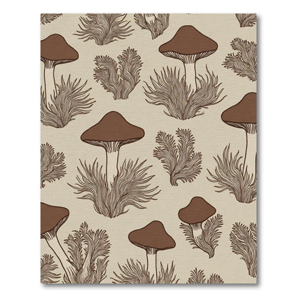 Brown Mushroom and Fern Forest Rug
