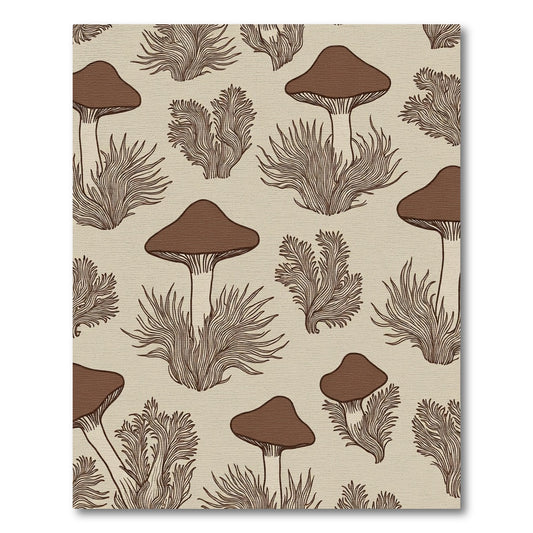 Brown Mushroom and Fern Forest Rug