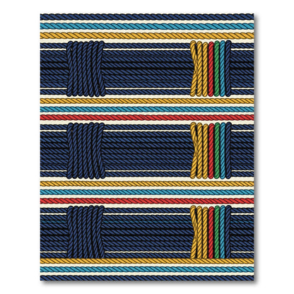 Naval Blue Nautical Rope Stripe Rug