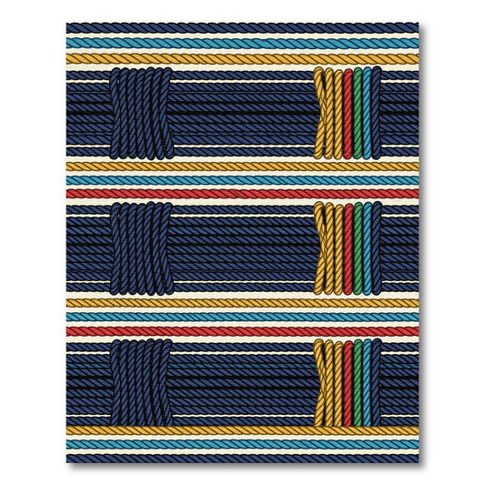 Naval Blue Nautical Rope Stripe Rug