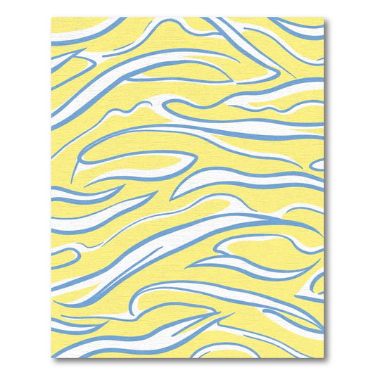 Yellow Blue White Swirl Abstract Rug