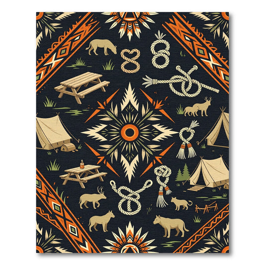 Southwestern Wilderness Camp Rope Graphic Rug