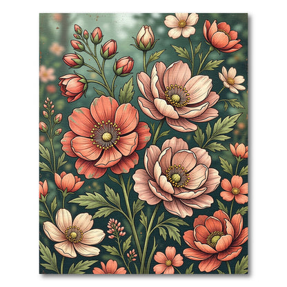 Vintage Peach Blossom Botanical Garden Rug