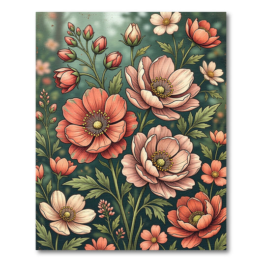 Vintage Peach Blossom Botanical Garden Rug