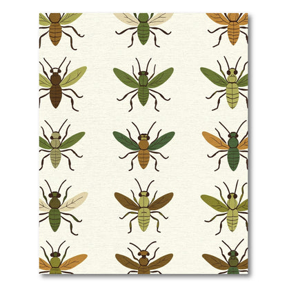 Brown Green Insect Repeat Field Rug